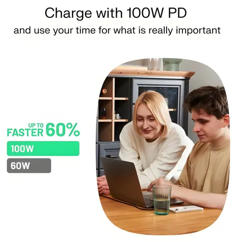 Green Cell PowerFlex USB-C - USB-C czarny / Kabel / PD 100W / Oplot silikonowy / 1,2 m