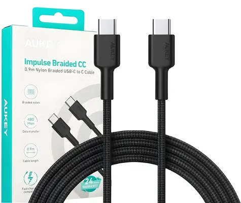 CB-CD45 USB-C (M) - USB-C (M) 0,9 m czarny / Kabel / PD 60W / 3A / 20V / oplot nylonowy