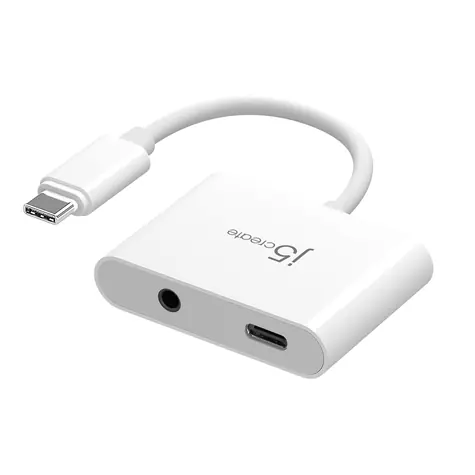 J5Create Adapter audio USB-C do 3,5 mm biały / Adapter / USB-C / gniazdo 3,5 mm / Power Delivery