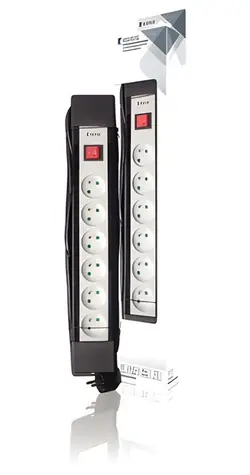 König KNES630E1PRO czarny / Przedłużacz / 6 gniazd / 3 m / z wyłącznikiem