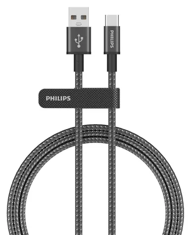 Philips DLC5060A/00 czarny / Kabel ładujący / USB-A - USB-C / 2 m / 3 A