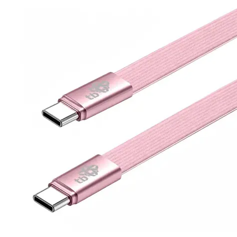 Płaski kabel USB-C - USB-C 1 m pudrowy róż / Kabel USB-C / USB-C (M) - USB-C (M)