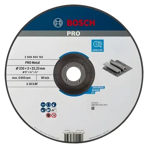 Tarcza tnąca do metalu BOSCH / 230 mm / Grubość 3 mm / Otwór 22,23 mm