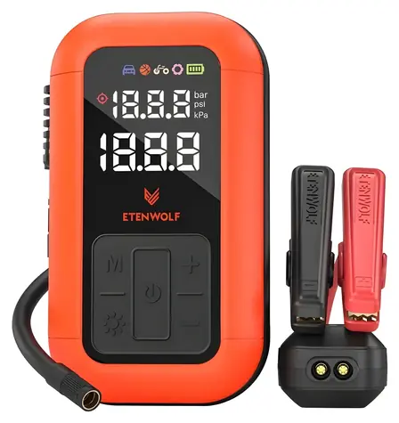 Etenwolf X6 Pro / Kompresor samochodowy / 30 l/min przy 0 PSI / maks. 160 PSI (11,03 bar) / 8000 mAh / 150 W