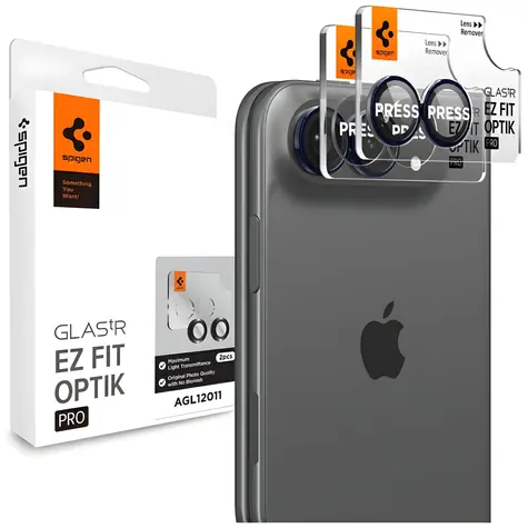 Spigen Optik Pro EZ Fit czarny / Szkło ochronne na aparat / Apple iPhone Duo / 2 szt.