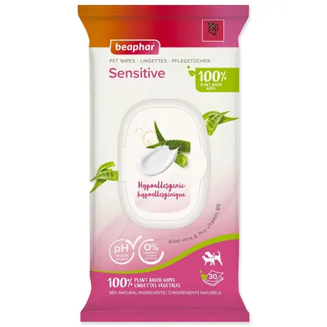 Chusteczki Beaphar BIO Sensitive / Chusteczki czyszczące / dla psów i kotów / 30 szt.