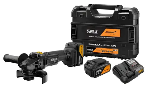Szlifierka kątowa DeWalt 18V McLaren F1 Team / Akumulatorowa bezszczotkowa / 125 mm / XR Li- ION / 2 x 5,0 Ah / walizka