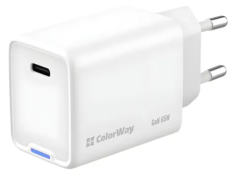 Colorway GaN 65W biały / Ładowarka sieciowa / 1x USB-C / PD / PPS