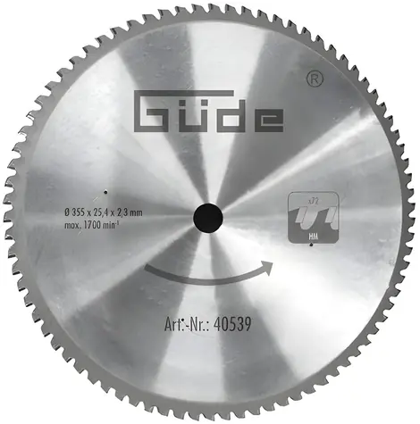 Güde 40539 / Saw blade / 355 x 25,4 mm / 72 teeth SK blades / max. 1700 min-1