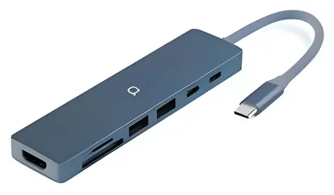 Aiino Stream Neo Indigo / koncentrator USB-C / 7 portów / dla MacBooka