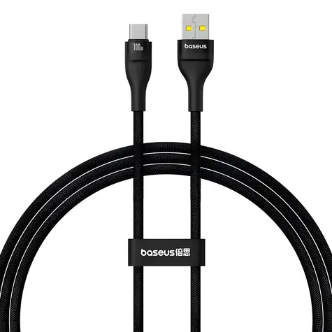 Baseus Flash 2 czarny / Kabel / USB-A (M) - USB-C (M) / 100 W / 1 m