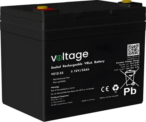 Napięcie VE12-33 / Akumulator UPS / VRLA AGM / 12V / 33Ah