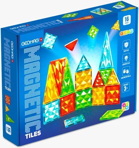 Geomag Magnetyczne Płytki Gems Zestaw magnetycznych klocków / 16 elementów / od 3 lat
