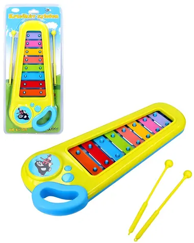 WIKY Ksylofon Mole / żółto-niebieski / 34 cm / 8 klawiszy / 2 młotki / od 3 lat