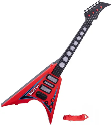 Gitara rockowa dla dzieci, czerwona, 58 cm / Zabawka muzyczna / Światło i dźwięk / 3 baterie AA (brak w zestawie) / od 3 lat