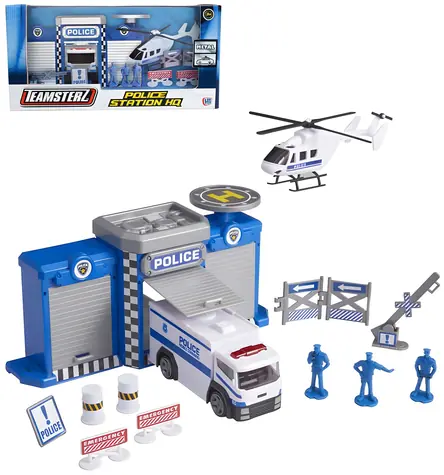 Zestaw TEAMSTERZ Posterunek Policji z helikopterem i figurkami / Metal i plastik / od 3 lat
