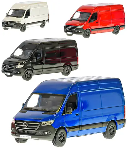 Model samochodu KINSMART Mercedes-Benz Sprinter / Metal i plastik / 1:36 / 12,5 cm / Pull-back