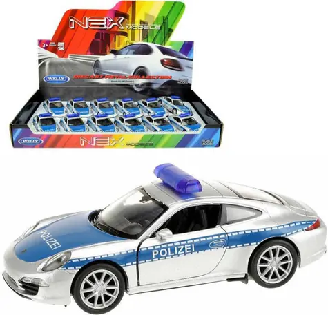 Welly Samochód Porsche 911 (991) Carrera S policja / Metal + plastik / Tył / 12 cm / od 3 lat