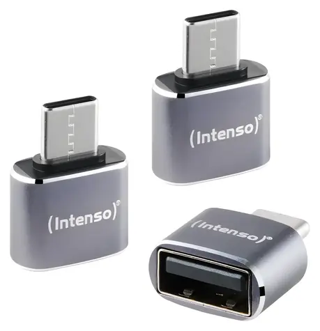 INTENSO A480C antracyt / Adapter USB-A do USB-C / Obudowa aluminiowa / 3 szt. / USB 2.0