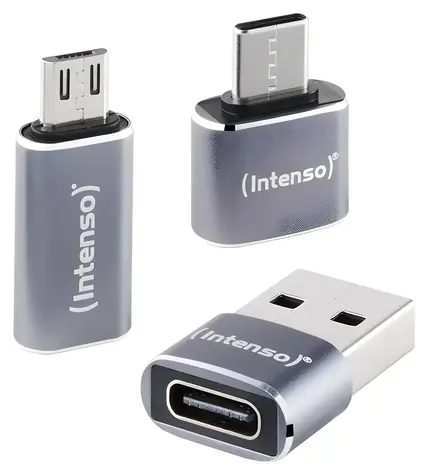 INTENSO Mix480 szary / zestaw adapterów USB / USB-C do USB-A, USB-A do USB-C, USB-C do microUSB / USB 2.0