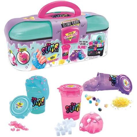 SO SLIME Slime case / 6 torebek slime, 4 rodzaje dekoracji, 3 kubki, szpatułki / od 6 lat
