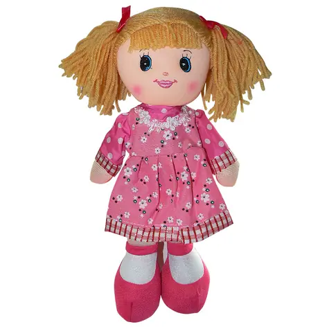 SPARKYS Lalka szmaciana w ciemnoróżowej sukience / Materiał tekstylny / 30 cm / od 3 lat