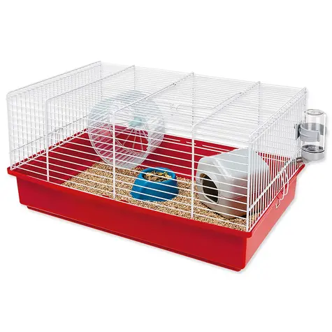 Ferplast Criceti 9 biało-różowa / Klatka dla chomika / 46 x 29,5 x 22,5 cm / domek, kołowrotek, poidło, miska