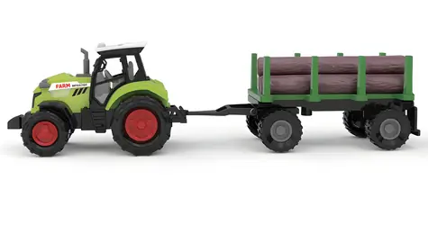 Ciągnik SPARKYS z platformą na drewno Usługi rolnicze / Z dźwiękiem i światłem / Swobodnie jeżdżący / 25 cm / od 3 lat