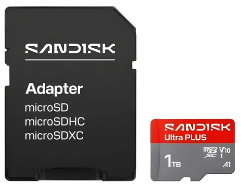 SanDisk Ultra PLUS microSDXC 1 TB / Karta pamięci / UHS-I / Klasa 10, U1, A1 / odczyt: 200 MB/s