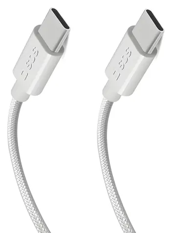 SBS USB-C - USB-C biały / Kabel / 240 W / Power Delivery / pleciony / 2 m