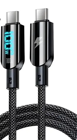 Vakoss TC-U560 czarny / Kabel USB USB-C - USB-C / Wyświetlacz LED / 100 W / 1,5 m