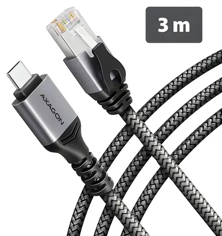 Axagon ADE-CM30 / Karta sieciowa / USB-C / Gigabit Ethernet / RJ-45 z kablem Cat6 3 m