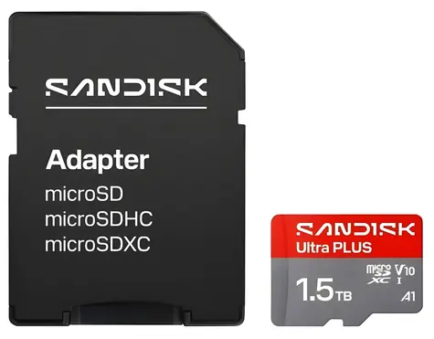 SanDisk Ultra PLUS microSDXC 1,5 TB / karta pamięci microSD / UHS-I / klasa 10, U1 / odczyt: do 150 MB/s / A1
