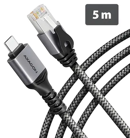 Axagon ADE-CM50 szary / Karta sieciowa / USB-C / Gigabit Ethernet / RJ-45 / kabel CAT6 5 m
