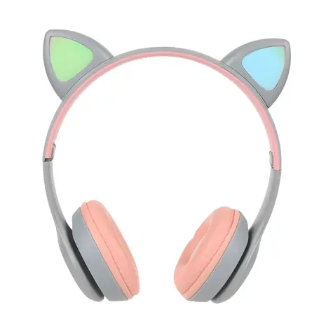 X-SITE CAT MZ47 szaro-różowy / Słuchawki / Bluetooth / Mikrofon / Konstrukcja składana