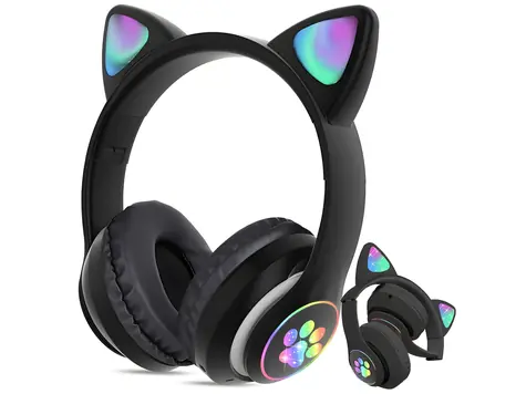 X-SITE CAT czarny / Słuchawki / Bluetooth / Składane / Świecące