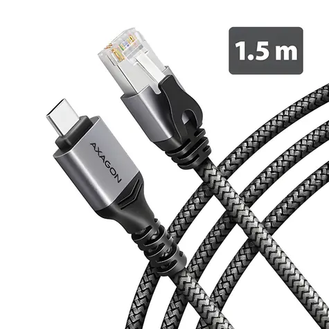 Axagon ADE-CM15 / Karta sieciowa / USB-C / Gigabit Ethernet / zintegrowany kabel RJ-45 1,5 m / Cat6