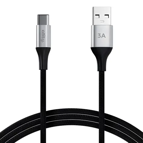 Allity AUC-01 czarny / Kabel do transmisji danych / USB-A/USB-C / 1 m / 60 W