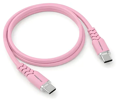 Powerton Energy PASTEL EDITION różowy / Kabel / USB-C / silikonowy / PD 60W / 1 m