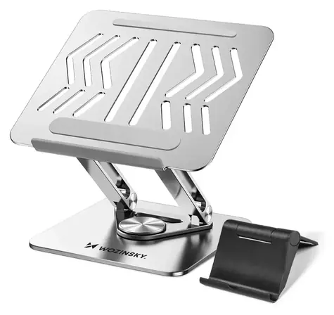 Podstawka pod laptopa i telefon Wozinsky srebrna / Podstawka pod laptopa / Obrotowa 360°