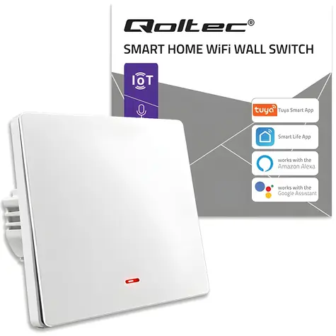 Qoltec 52719 biały / Przełącznik / 1-kanałowy / WiFi / Tuya / Timer