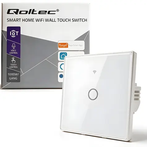 Qoltec 52715 biały / Switch / 1-kanałowy / Wi-Fi / Tuya / Timer