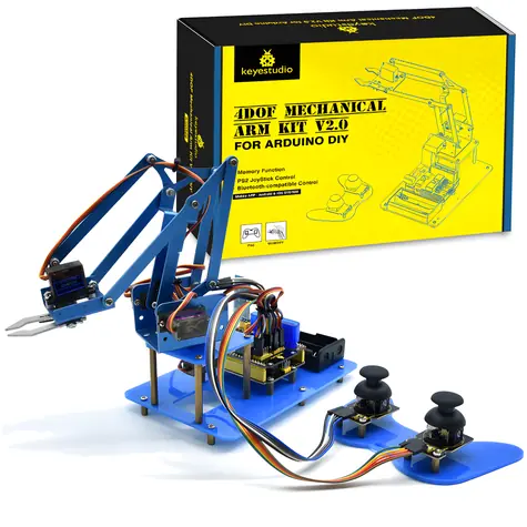 Kit edukacyjny KEYESTUDIO Robotic Arm 4DOF PS2 / Zestaw konstrukcyjny / Arduino / 4 serwomechanizmy / Sterowanie PS2
