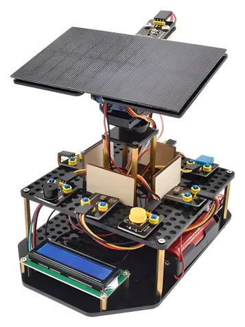 Zestaw do śledzenia słońca KEYESTUDIO KS0530 / zestaw Arduino STEM / 11 projektów / wyświetlacz LCD / od 8 lat