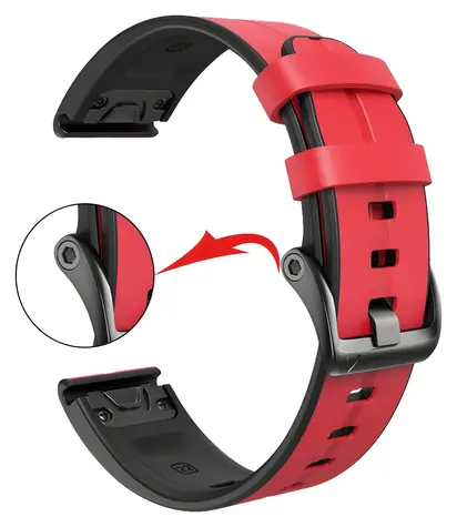 Pasek X-SITE do Garmin QuickFit 22 mm czerwony / Pasek / Silikon/skóra / 22 mm