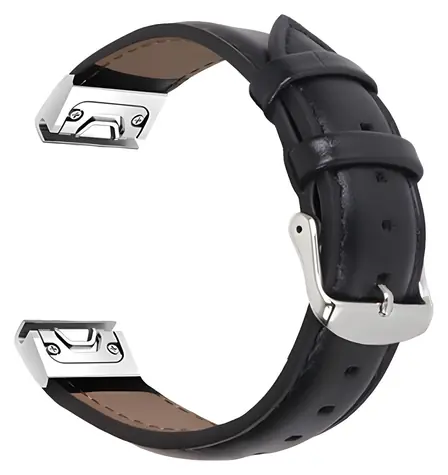 Pasek X-SITE do Garmin QuickFit skórzany 20 mm czarny płaski / Pasek / Skóra / Metalowa klamra