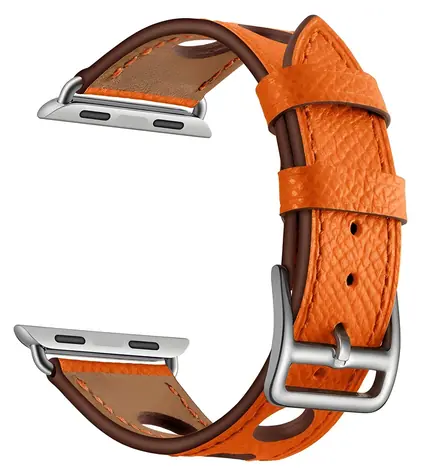 Pasek skórzany X-SITE do Apple Watch 42/44/45/49 mm pomarańczowy / Pasek / Apple Watch / Skóra