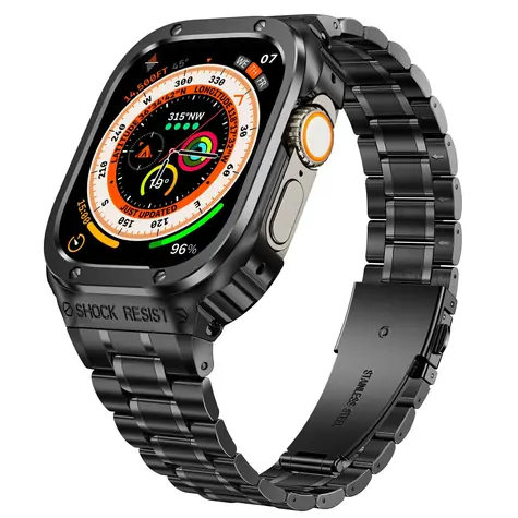 X-SITE 3Beads czarny / Pasek z pokrowcem do Apple Watch / 45 mm