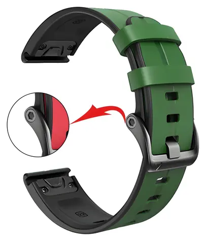 Pasek silikonowo-skórzany X-SITE do Garmin QuickFit 22mm zielony / Pasek / Silikon/skóra / 22 mm