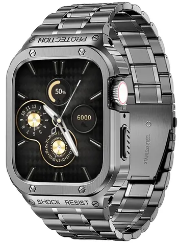 Pasek metalowy X-SITE do Apple Watch 3Beads / 44 mm / z etui / gwiezdna szarość